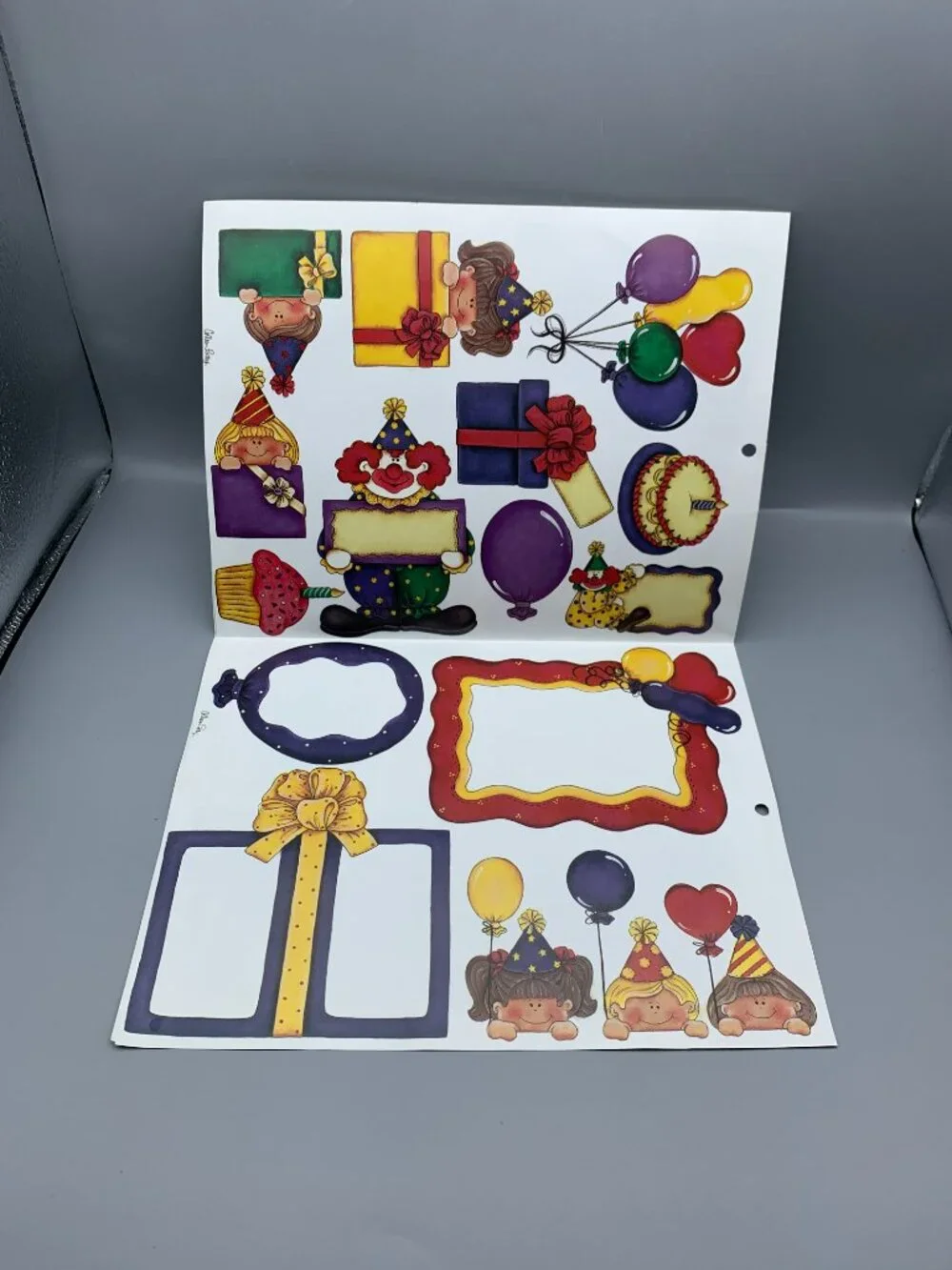 Assortment of Birthday Themed Stickers/Cut-outs/Wrapping Paper/Frames Crafting